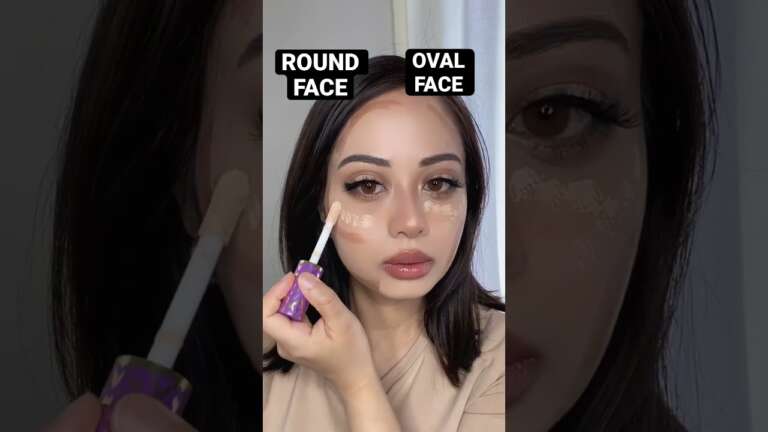 Effortless Makeup Hacks: Contour Placement for Round vs. Oval Faces.