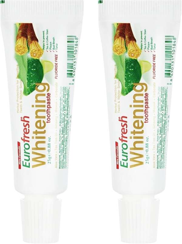 Farmasi 2-Pack EuroFresh Whitening Toothpaste (25g/0.88Oz) - Oral Care Enamel Care Fresh Breath Daily Oral Hygiene Bright Smile Teeth Whitening