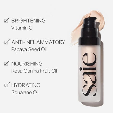 Saie Mini Glowy Super Gel Lightweight llluminator & Makeup Primer - Starglow (0.5 oz) + Dew Blush - Lightweight Liquid Blush with a Blendable + Buildable Cream Finish - Poppy (.40 oz) - Image 3