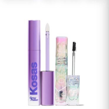 Kosas 24/7 Brows + Lashes Set - Brow & Lash Boosting Serum + Clear Brow Gel. Bonus Premium Korean Sheet Masque with Collagen