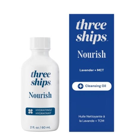 Three Ships Nourish Lavender + MCT Cleansing Oil – As Seen on Dragon's Den – Natural Vegan Formula Cleans & Brightens Skin – Makeup Removing Cleanser for Dry/Normal Skin, 60mL
