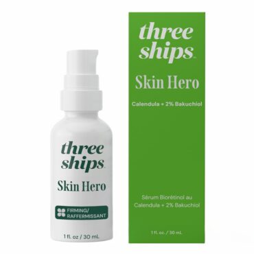 Three Ships Skin Hero Bakuchiol + Calendula Serum – As Seen on Dragons’ Den – Natural Vegan Face Serum - Smooths and Calms – All Skin Types, 30mL