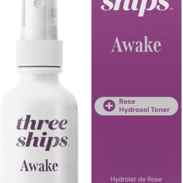 Three Ships Awake Rose Hydrosol Toner – Vegan Facial Tonic Cleanses & Balances Tone – Calming & Soothing Natural Face Toner for Dry or Normal Skin - As Seen on Dragon's Den, 60mL