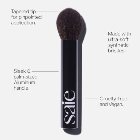 Saie The Fluffy Brush - Soft, Multi-Use Pressed + Loose Powder Brush - Fluffy Makeup Brush with Tapered Tip for Precise Application - Vegan, Cruelty-Free (1 Count) - Image 2