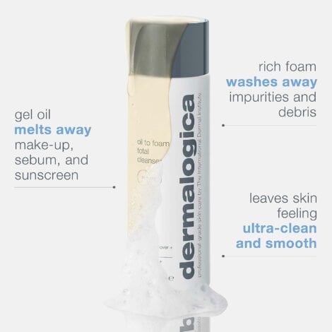 Dermalogica Oil To Foam Total Cleanser for face - Removes make-up, sunscreen, and debris while cleansing skin in one step for ultra-clean, healthy-looking skin, 8.4 fl oz - Image 2