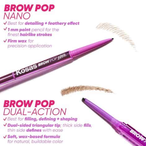 Kosas Brow Pop Nano - Ultra-Fine 1mm Brow Pencil Precision Tip - Natural-Looking Eyebrows with Finest Hairlike Stroke - All Day Wear, Hypoallergenic, Safe for Sensitive Skin- Brown Black - Image 6