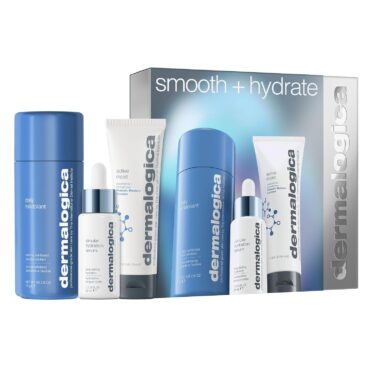 Dermalogica Smooth + Hydrate Skin Care Set – Face Exfoliator, Moisturizer, and Serum Holiday Gift Set, Contains 3 Full Size Skincare Items