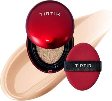 [*Mini Size*] TIRTIR Mask Fit Red Cushion Foundation | Full coverage, Weightless, Skin fit, Satin Glow Finish, Korean Makeup Cushion Foundation (#21N Ivory, 0.15 Fl Oz)